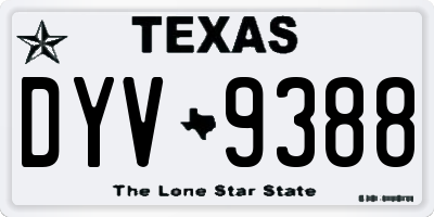 TX license plate DYV9388