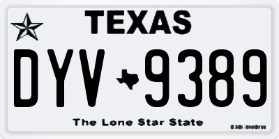 TX license plate DYV9389
