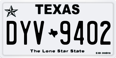 TX license plate DYV9402