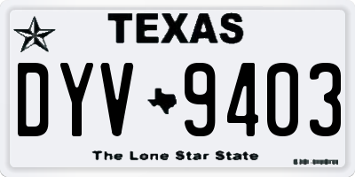 TX license plate DYV9403