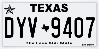 TX license plate DYV9407