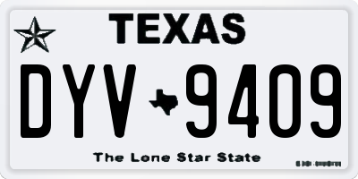 TX license plate DYV9409