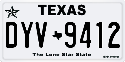 TX license plate DYV9412