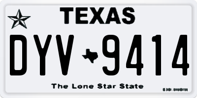 TX license plate DYV9414