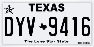 TX license plate DYV9416