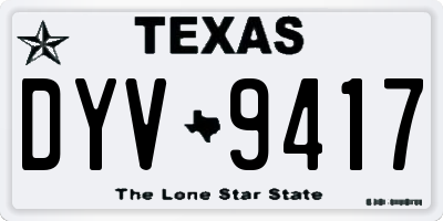 TX license plate DYV9417