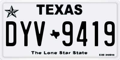 TX license plate DYV9419