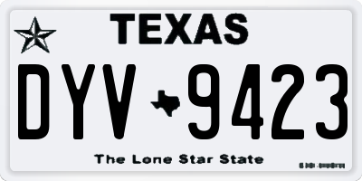 TX license plate DYV9423