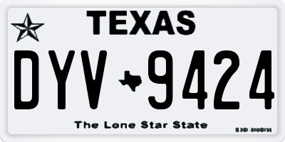 TX license plate DYV9424