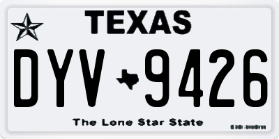 TX license plate DYV9426