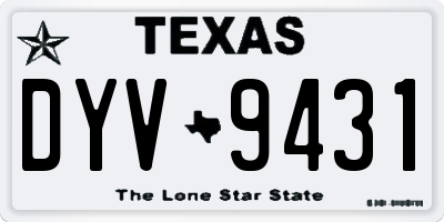 TX license plate DYV9431