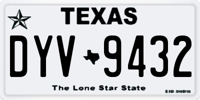 TX license plate DYV9432