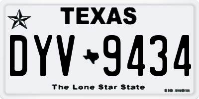 TX license plate DYV9434