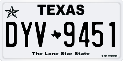TX license plate DYV9451