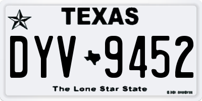 TX license plate DYV9452