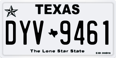 TX license plate DYV9461