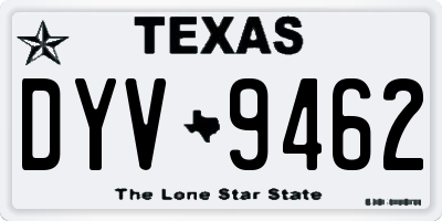 TX license plate DYV9462