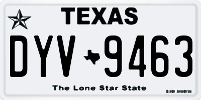 TX license plate DYV9463