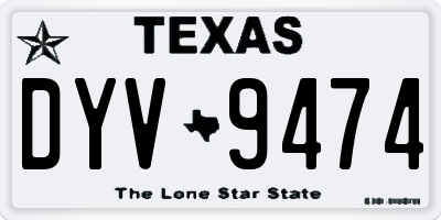 TX license plate DYV9474
