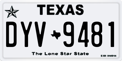 TX license plate DYV9481