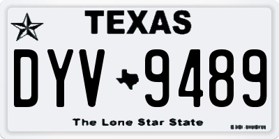 TX license plate DYV9489