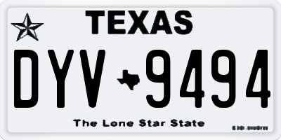 TX license plate DYV9494