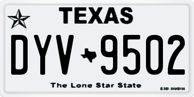TX license plate DYV9502