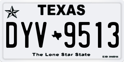 TX license plate DYV9513
