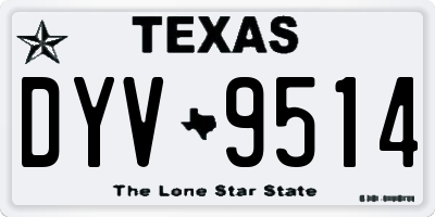 TX license plate DYV9514