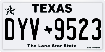 TX license plate DYV9523