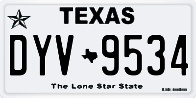 TX license plate DYV9534