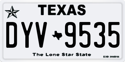 TX license plate DYV9535