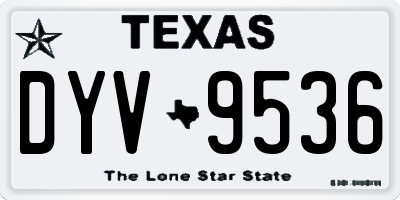 TX license plate DYV9536