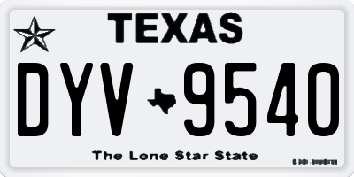 TX license plate DYV9540