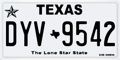 TX license plate DYV9542