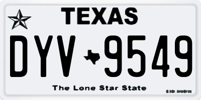 TX license plate DYV9549