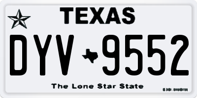 TX license plate DYV9552