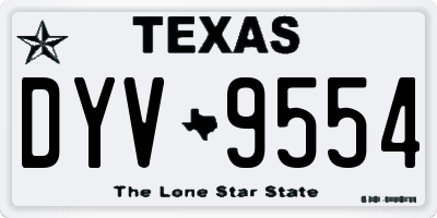 TX license plate DYV9554