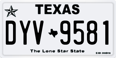 TX license plate DYV9581