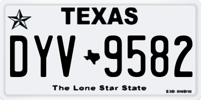 TX license plate DYV9582