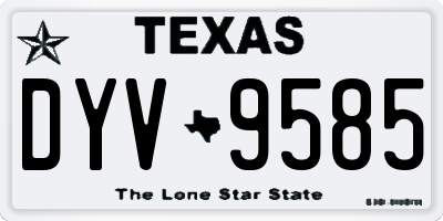 TX license plate DYV9585