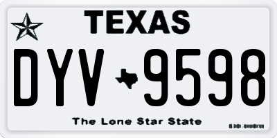 TX license plate DYV9598