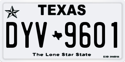 TX license plate DYV9601