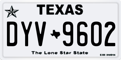 TX license plate DYV9602