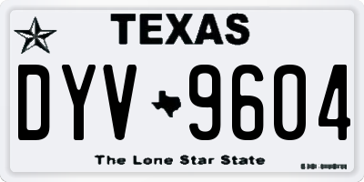 TX license plate DYV9604
