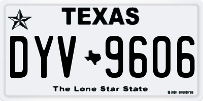 TX license plate DYV9606