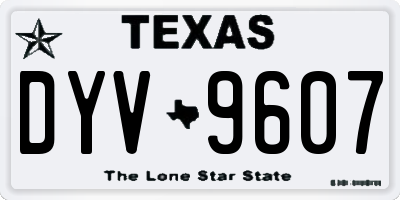 TX license plate DYV9607