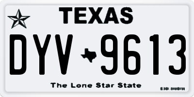 TX license plate DYV9613