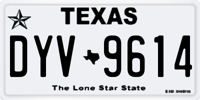 TX license plate DYV9614