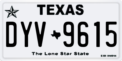 TX license plate DYV9615